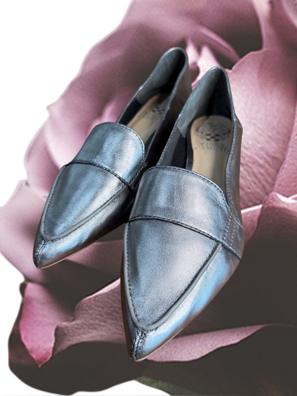 Vince Camuto Metallic Silver Pointed-Toe Flats